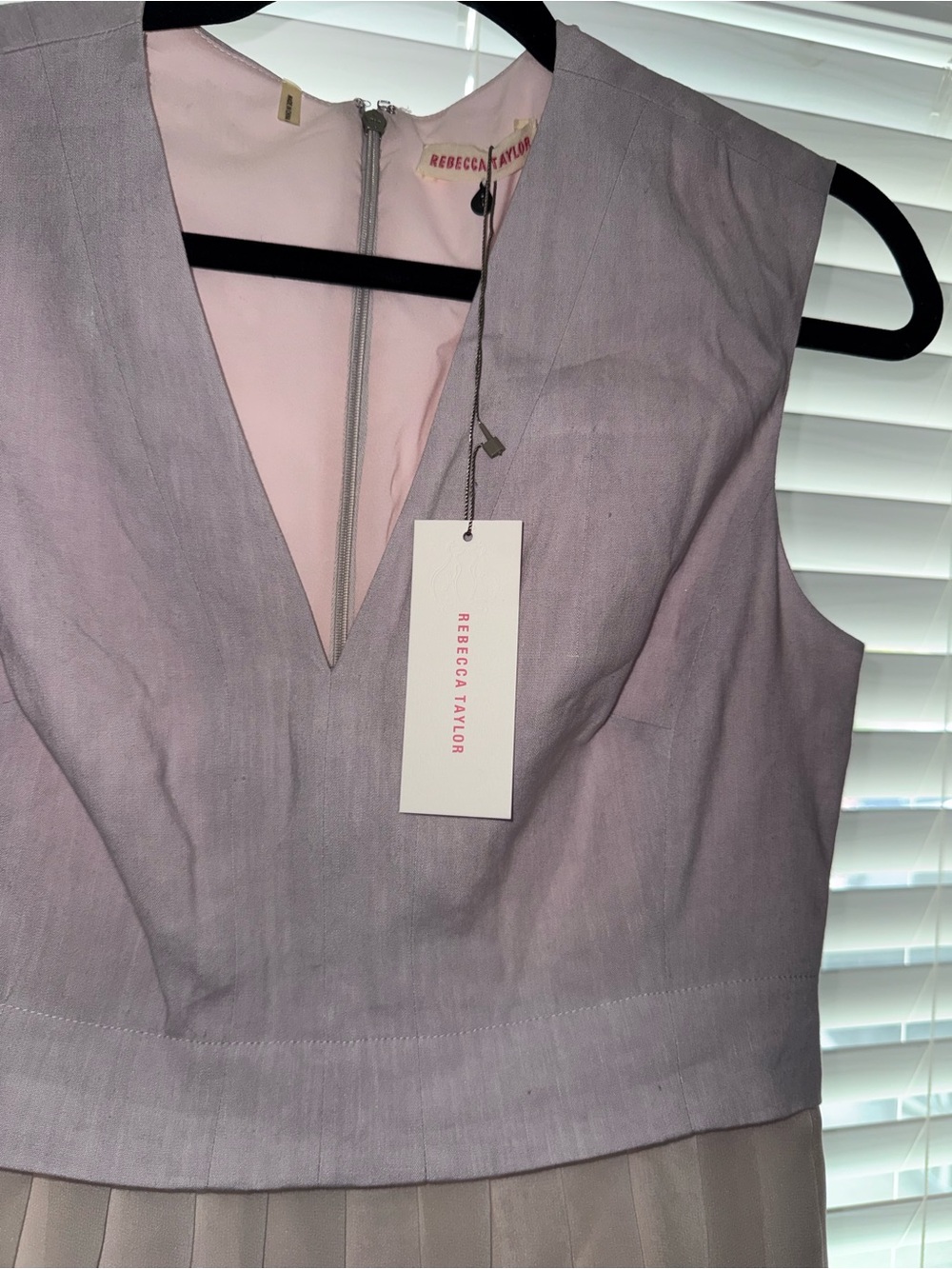 Rebecca Taylor Lilac and Blush Sleeveless V-Neck Dress